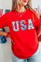 Floral Letter Graphic Cuffed Sleeve Crew Neck Tee