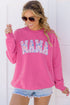Floral Letter Mama Graphic Crew Neck Sweatshirt