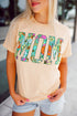 Floral Letter Print Short Sleeve Graphic Mom Tee