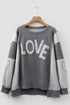 Floral LOVE Applique Exposed Seam Heart Patch Sweatshirt