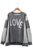 Floral LOVE Applique Exposed Seam Heart Patch Sweatshirt