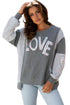 Floral LOVE Applique Exposed Seam Heart Patch Sweatshirt