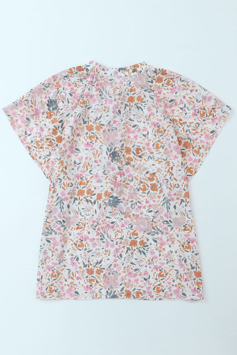 Floral Mandarin Collar Top