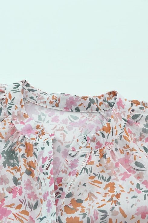 Floral Mandarin Collar Top