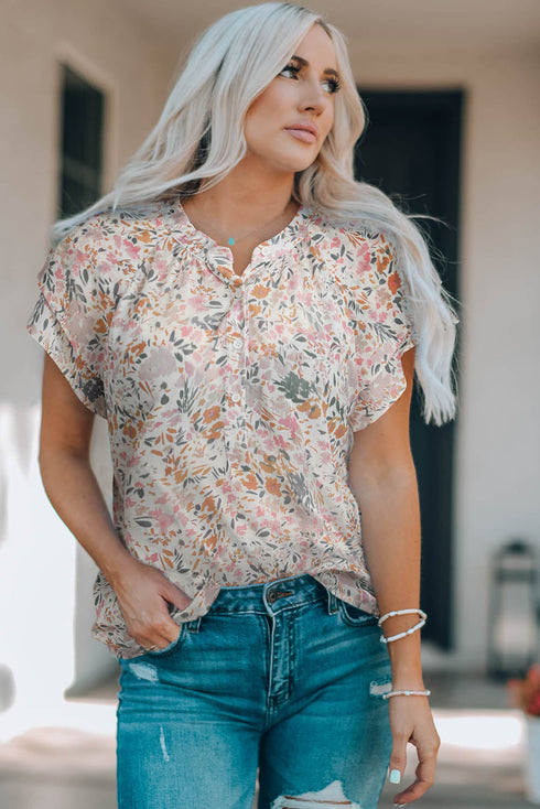 Floral Mandarin Collar Top