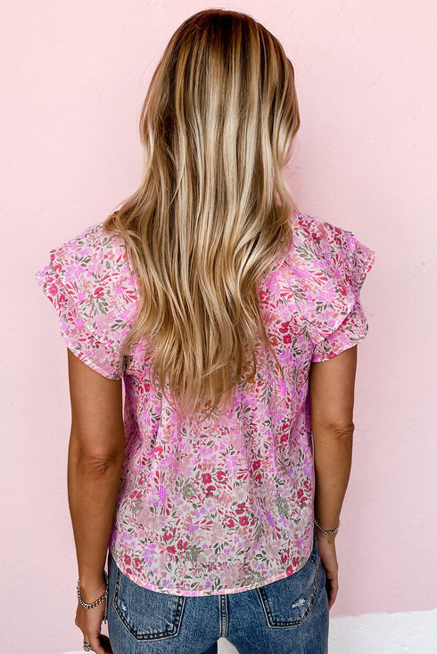 Floral Mandarin Collar Top