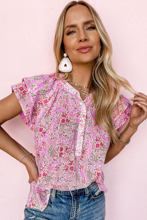 Floral Mandarin Collar Top