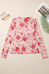 Floral Mesh Exposed Seam Long Sleeve Stretch Top