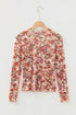 Floral Mesh Mock Neck Lettuce Trim Long Sleeve Top