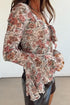 Floral Mesh Tie Front Bell Sleeve Top