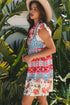 Floral Mixed Pattern Ruffle Flutter Sleeve Buttoned Dress