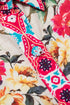 Floral Mixed Pattern Ruffle Flutter Sleeve Buttoned Dress