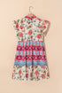 Floral Mixed Pattern Ruffle Flutter Sleeve Buttoned Dress