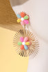 Floral Motif Alloy Statement Dangle Earrings