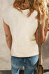 Floral Motif Cap Sleeve Textured Knit Pullover Top