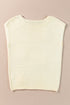 Floral Motif Cap Sleeve Textured Knit Pullover Top