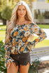 Floral Off Shoulder Bell Sleeve Smocked Peplum Blouse