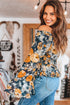 Floral Off Shoulder Bell Sleeve Smocked Peplum Blouse