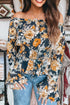 Floral Off Shoulder Bell Sleeve Smocked Peplum Blouse