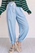 Floral Patched Pocket Lace Accent Pleated Wide Leg Pants