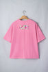 Floral Patched Raw Seam Big Flower Oversize Tee