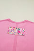 Floral Patched Raw Seam Big Flower Oversize Tee