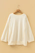Floral Patched Raw Seam Bow Detail Baggy Long Sleeve Top