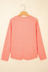 Floral Patchwork Applique V Neck Long Sleeve Knit Top