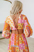 Floral Patchwork Cut Out Bracelet Sleeve A Line Maxi Dress