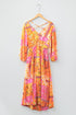 Floral Patchwork Cut Out Bracelet Sleeve A Line Maxi Dress