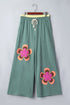 Floral Patchwork Drawstring Elastic Waist Wide Leg Pants