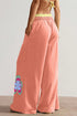 Floral Patchwork Drawstring Elastic Waist Wide Leg Pants
