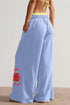 Floral Patchwork Drawstring Elastic Waist Wide Leg Pants
