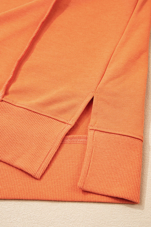 Floral Patchwork Drop Shoulder Drawstring Pullover Hoodie