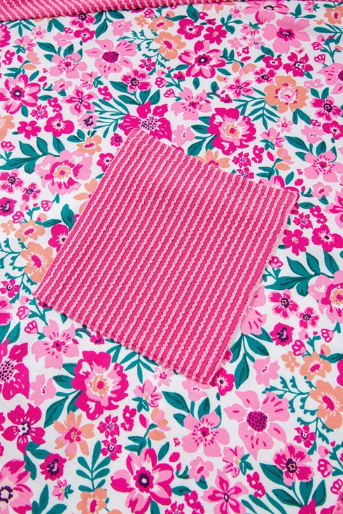 Floral Patchwork Drop Shoulder Loose Fit Tee