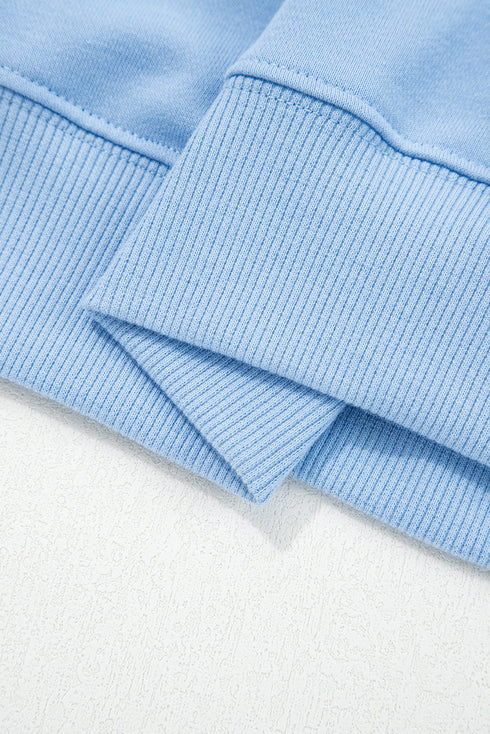 Floral Patchwork Drop Shoulder Pullover And Wide Leg Lounge Set