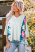 Floral Patchwork Exposed Seam Oversized Cotton High Low Top