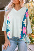 Floral Patchwork Exposed Seam Oversized Cotton High Low Top