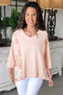 Floral Patchwork Exposed Seam Oversized Cotton High Low Top
