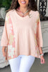 Floral Patchwork Exposed Seam Oversized Cotton High Low Top