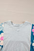 Floral Patchwork Exposed Seam Oversized Cotton High Low Top