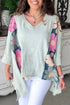 Floral Patchwork Exposed Seam Oversized Cotton High Low Top