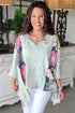 Floral Patchwork Exposed Seam Oversized Cotton High Low Top