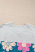 Floral Patchwork Exposed Seam Oversized Cotton High Low Top