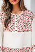 Floral Patchwork Gauze Cotton Henley Button Up Blouse