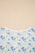 Floral Patchwork Gauze Cotton Henley Button Up Blouse