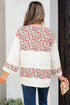 Floral Patchwork Gauze Cotton Henley Button Up Blouse