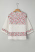 Floral Patchwork Gauze Cotton Henley Button Up Blouse