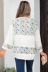 Floral Patchwork Gauze Cotton Henley Button Up Blouse