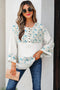Floral Patchwork Gauze Cotton Henley Button Up Blouse